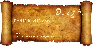 Deák Áron névjegykártya